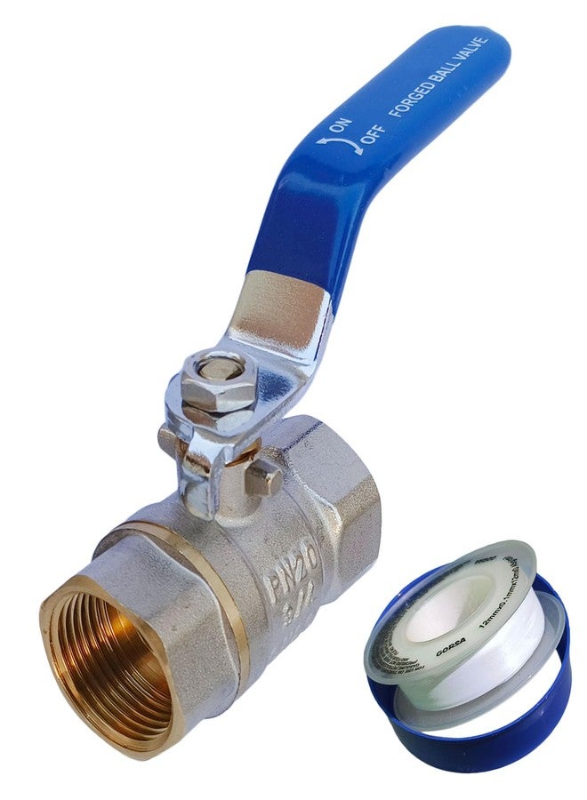 ES EKSAFAR ESEKSAFAR Heavy BSP Thread Brass Forged Ball Valve Female Nickel Plated Ball Valves with Seal/Teflon Tape set (3/4" BSPT Ball Valve) - Image 1
